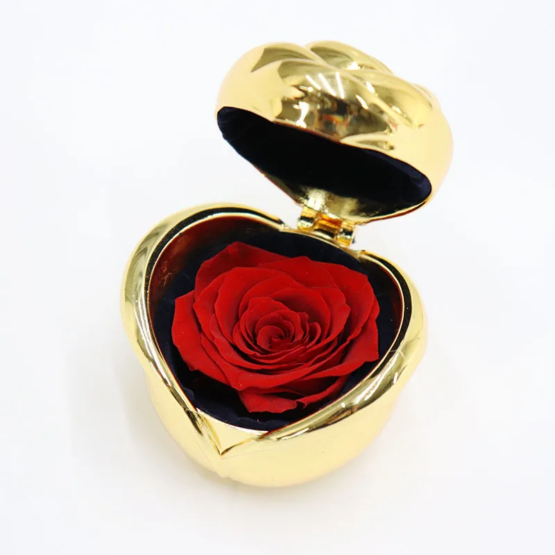 European Style Min Gift  Never Withered Immortal Eternal Life Preserved Rose in Enchanted Ring Box