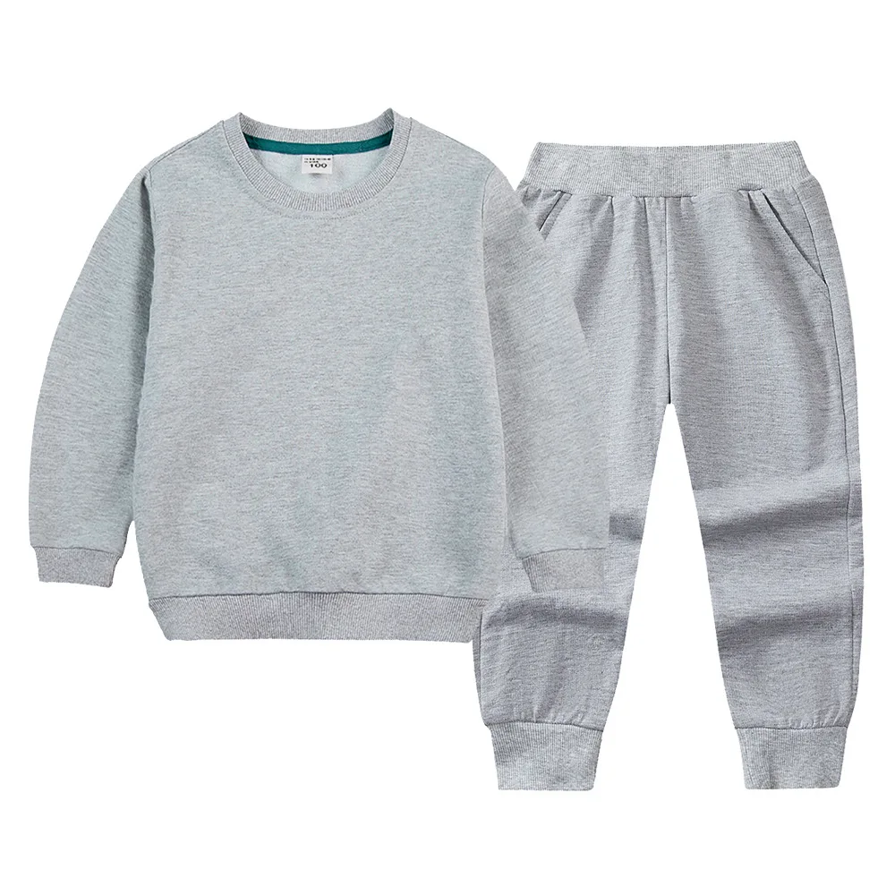 Outdoor Kids Sweatshirt Sets 2 pcs Custom Toddler Baby Boys Girls Solid Color Clothing Tracksuit Child Crewneck  Jogging Suit