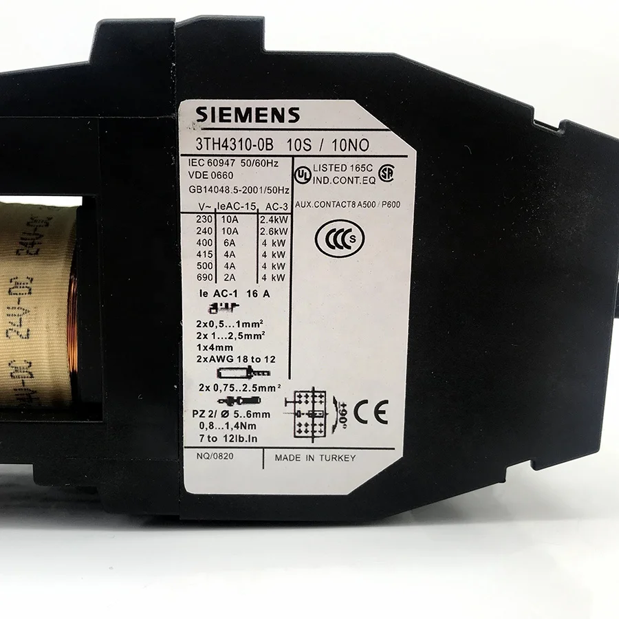 Siemens 3TH4310-0B control relay with 10 fixed contacts