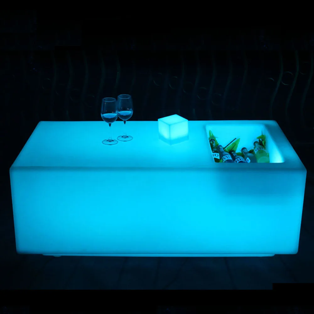 Glow bar table plastic cocktail table  led ice bucket table