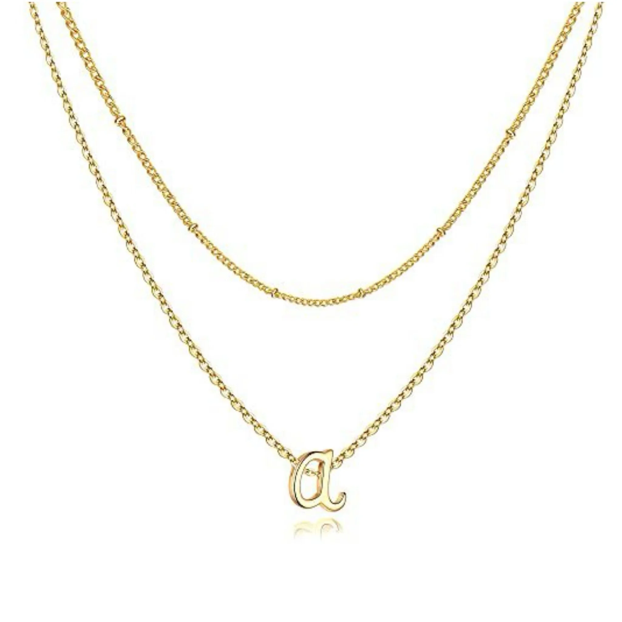 2024 New Fine Jewelry Gold Initial Stainless Steel Multi-Layered Necklace Choker Chain Trendy Heart 26 Initial Women Great Gift