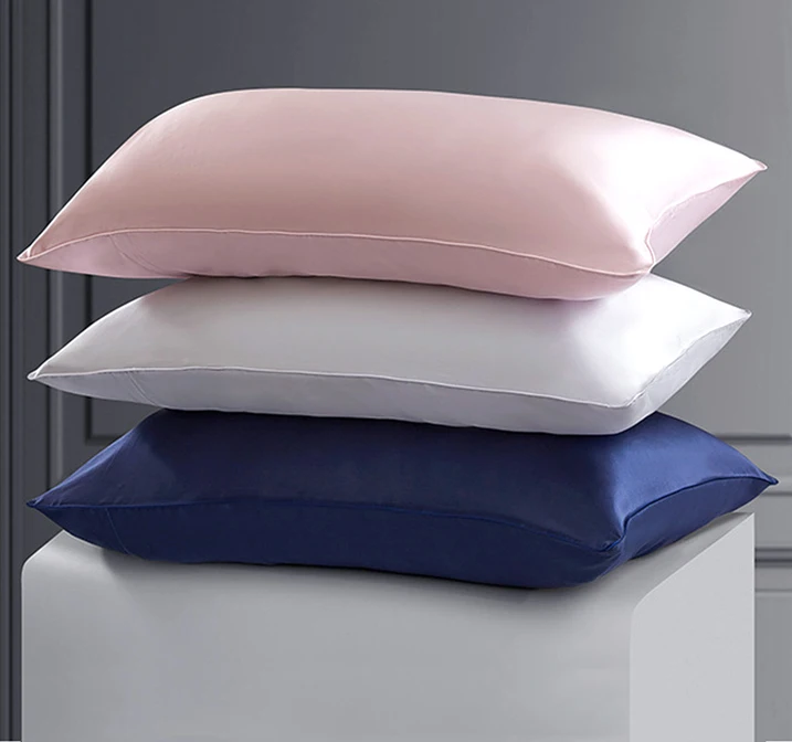 22mm 100% Pure Mulberry Silk Pillowcase And Tencel Lyocell Eucalyptus Fiber Soft Zipper Bright Glossy Real Silk Pillow Case