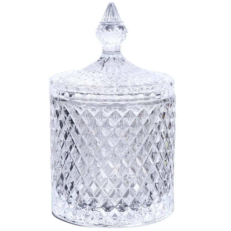 Wholesale decorative weddings christmas with lid empty coloured glass candle crystal jar