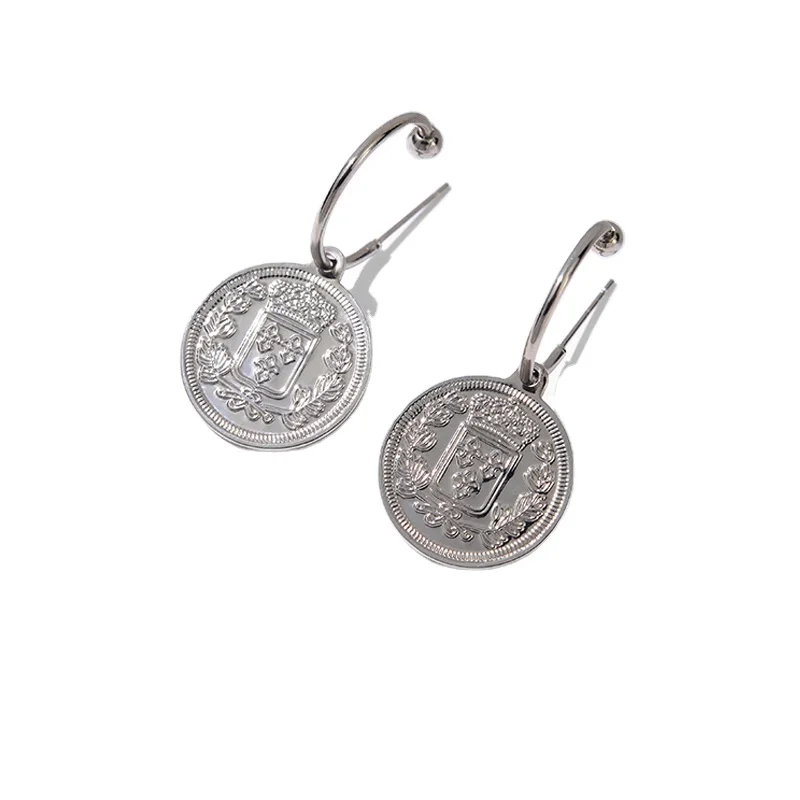 2020 Fashion Jewelry Earrings 925 Sterling Silver Coins Pendant Earrings Women