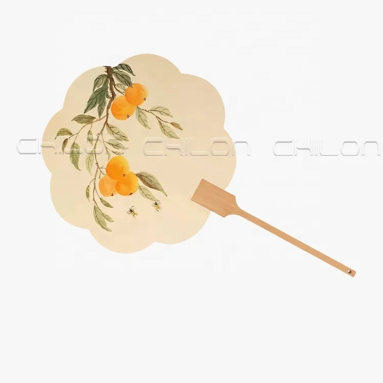 Printing promotional Round hand fan customized Wood hand fan