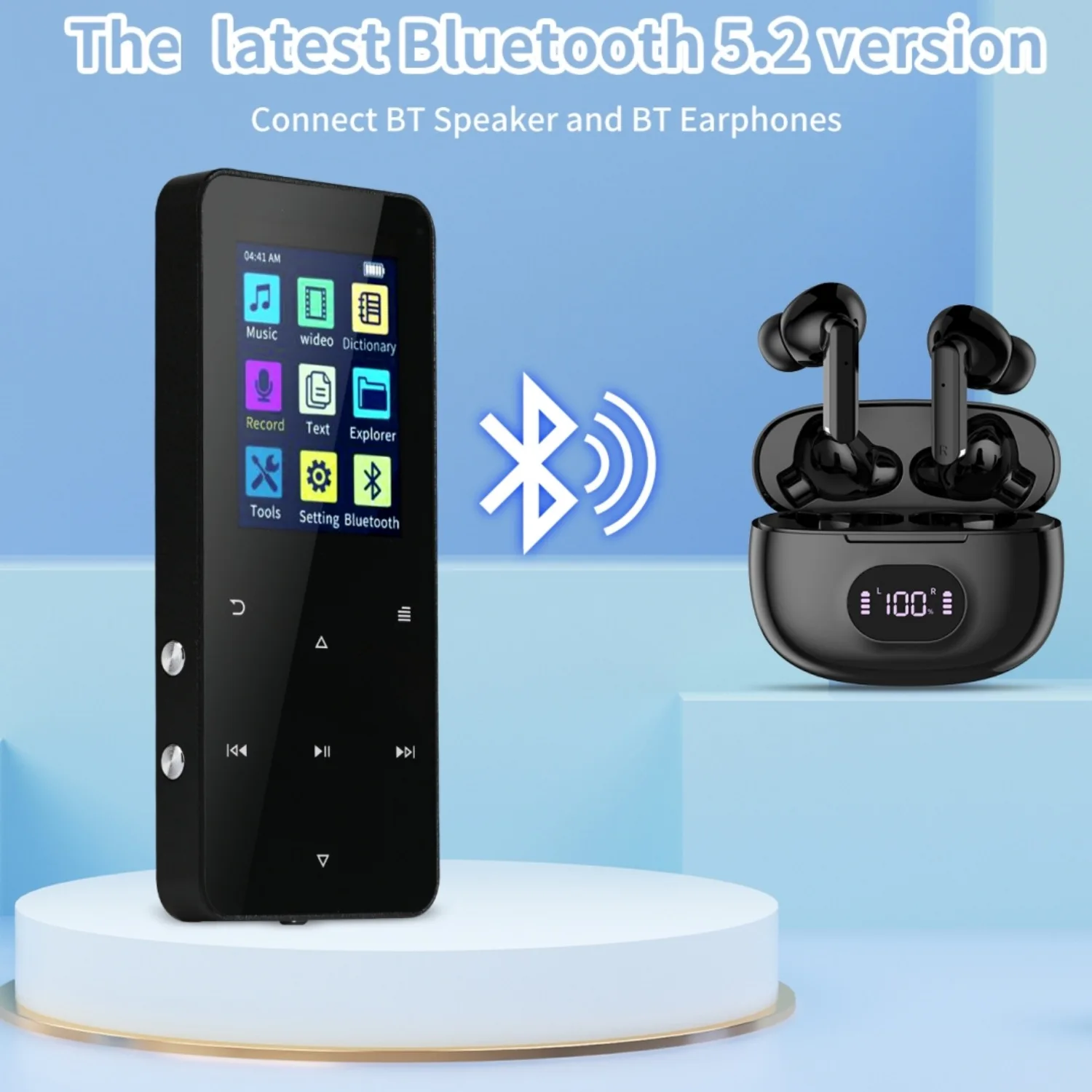 Cheap metal Bluetooth recording MP3 student music portable player MP4 lossless music player LCD touch screen supports TF card
