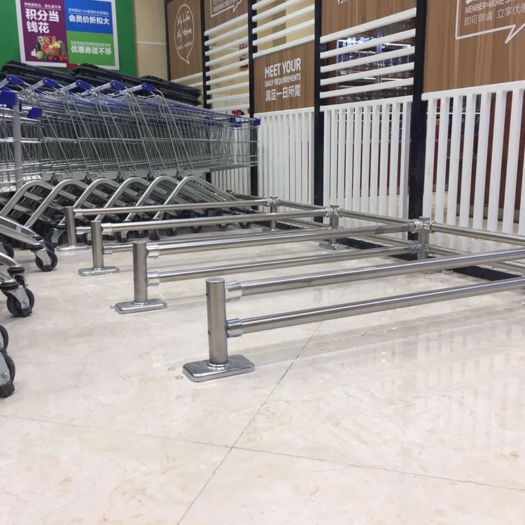 Stainless Steel Guardrail / Supermarket Shopping Cart Divider Fence / Crash Barrier