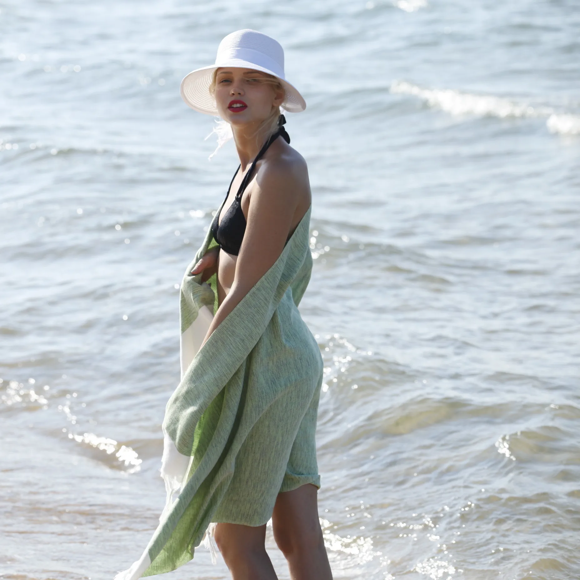 
Wholesale Alsi Melange Peshtemal Hamam Towel Beach Towels Fouta made in Turkey 