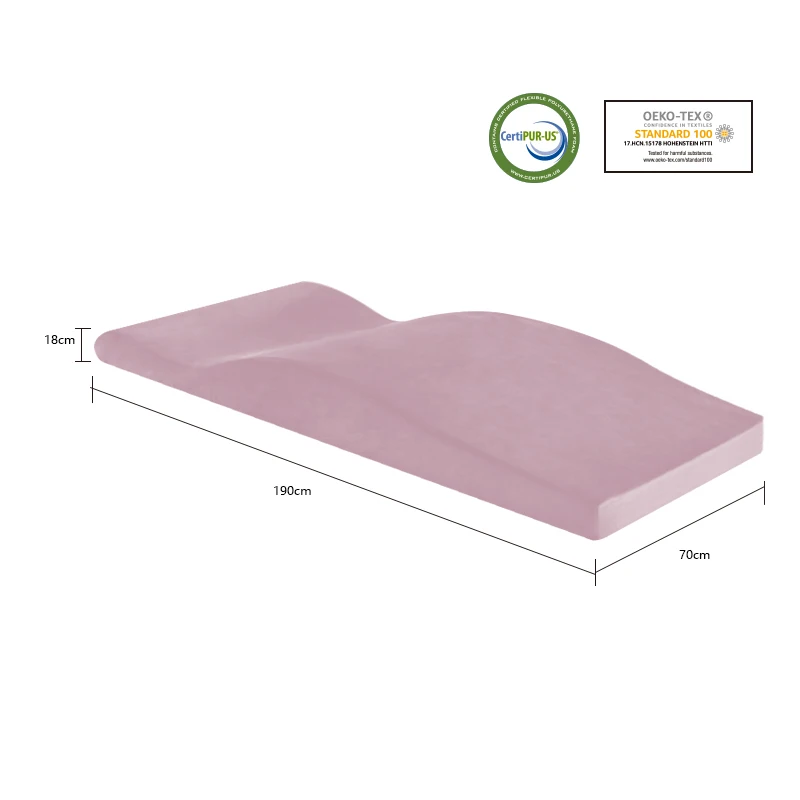 Union Win salon orthopedic cured eyelash table foam topper sponge mattress eyelash memory foam curved topper lash bed mattress