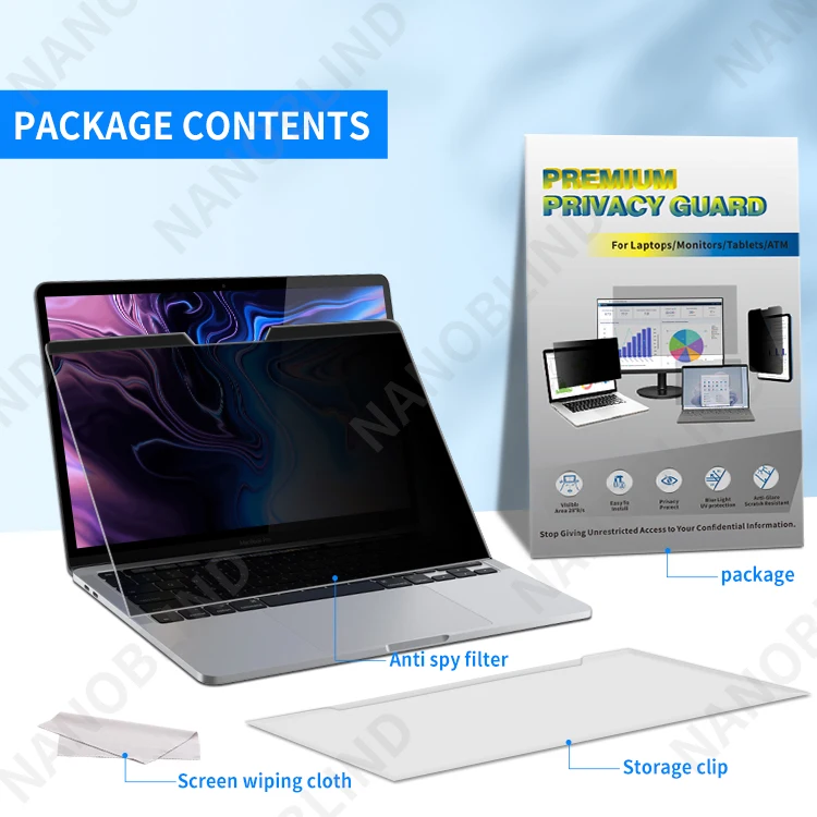 NANOBLIND Anti-spy 4 Way Privacy Filter For Macbook Pro 15.4inch Anti-glare Laptop Privacy Filter Screen Protector Film