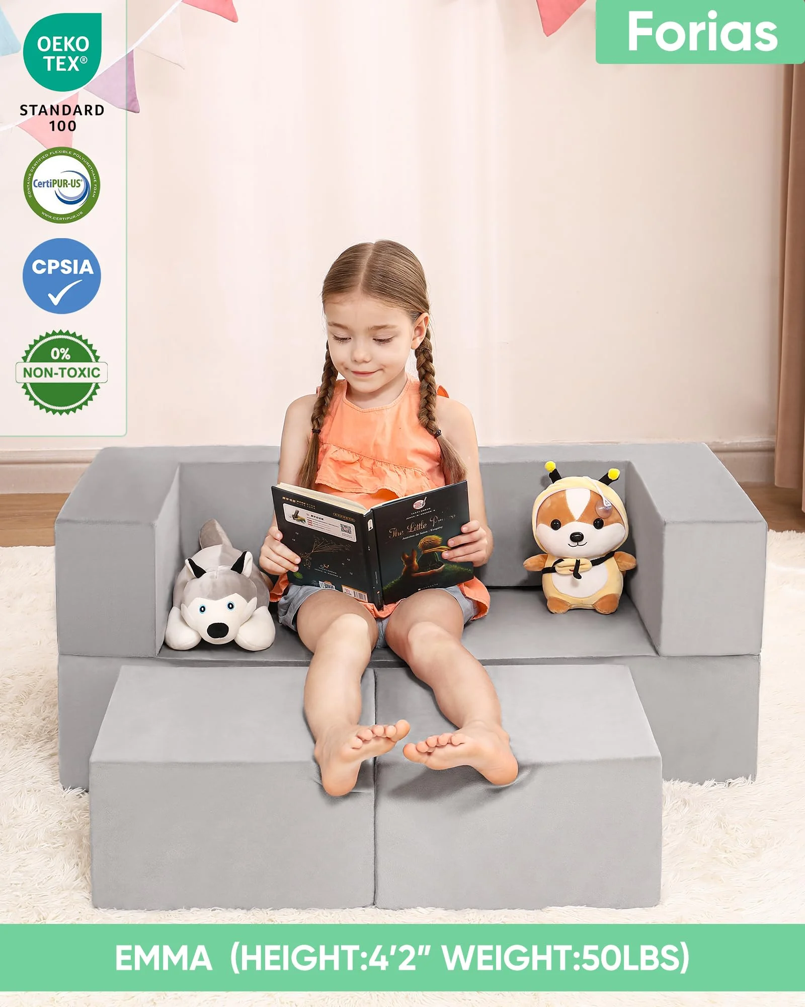 Kids Toddler Couch  Modular  Play Couch Set Baby  Foam Playroom Couch