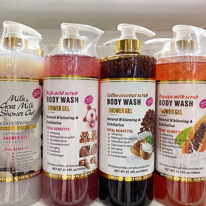 Private Label Shower Gel High Quality Body Wash Scrub Exfoliating Whitening Nourishing Skin Hydrating Refresh Body Care
