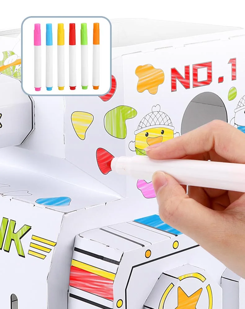 Custom interactive DIY colouring paper corrugated doodle toy custom printed cardboard playhouse