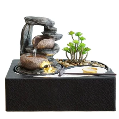 Zen Garden Mini Waterfall  Water Fountain Pump Desk Accessories Room Decorations with Cascading Rock