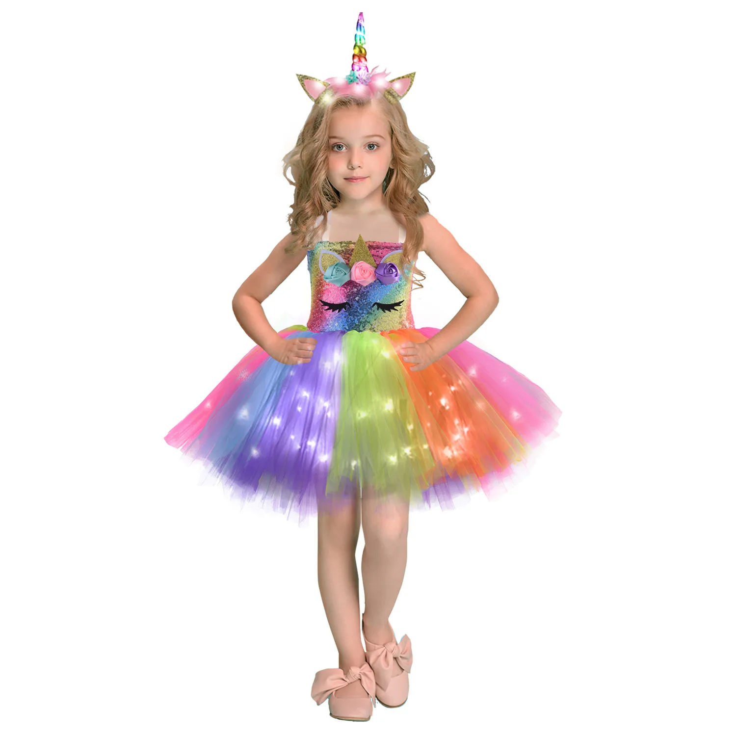 Unicorn Dress for Girls Princess Kids Halloween Party Costume with Tutu Costume Dress