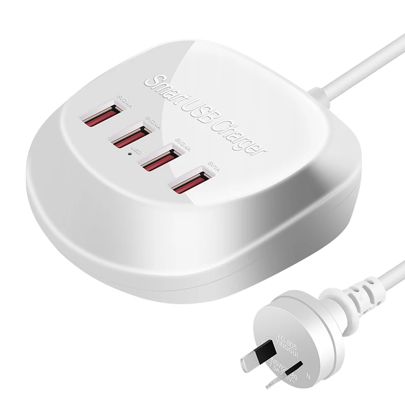 5V   4 port 36w  fast charging desk placed multi usb charger 4-port usb charging station US EU UK AU Plug