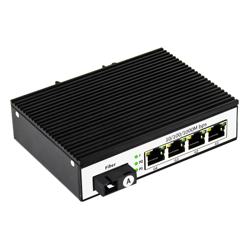 4-port 10//100/1000 BASE-TX+1* 1000M Base FX Industrial PoE Switch Din Rail type 4RJ45  1Fiber SC industrial ethernet switch