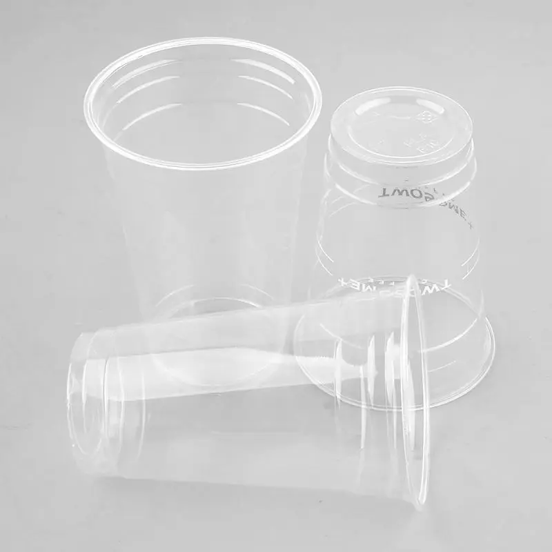 Oem/Odm Top Quality Transparent Pet Disposable Beverage  Pearl Milk Tea Plastic Orange Juice Jugo Cups With Doem / Flat Lids