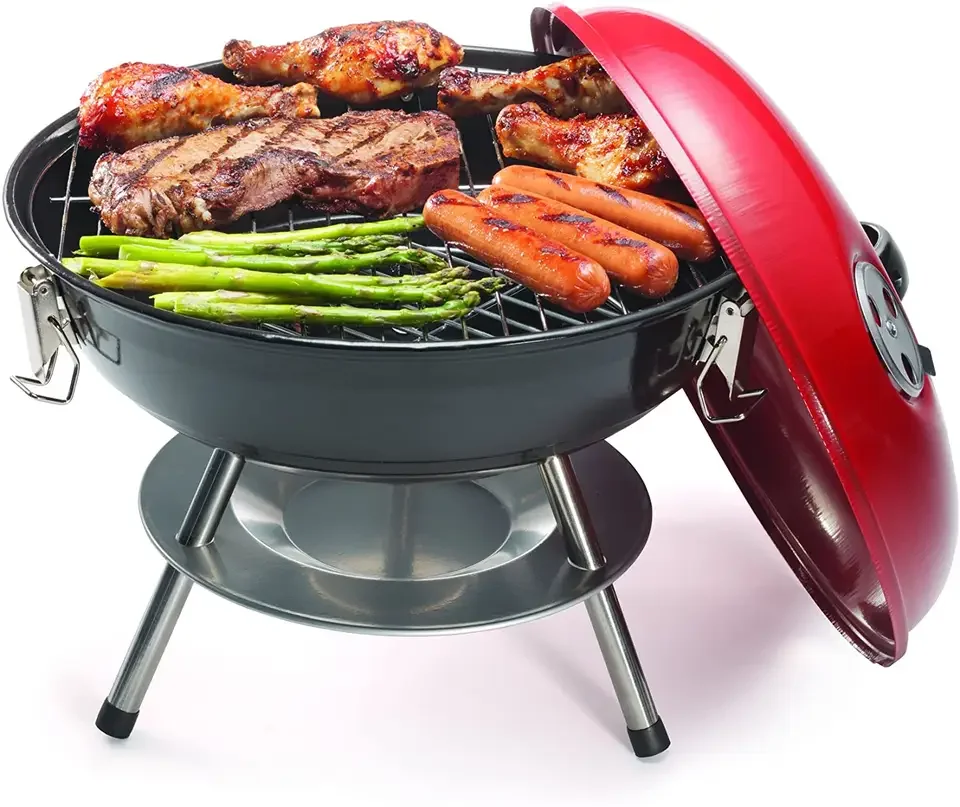 round Apple-Shaped Portable Charcoal BBQ Grill Small Outdoor Oven Design