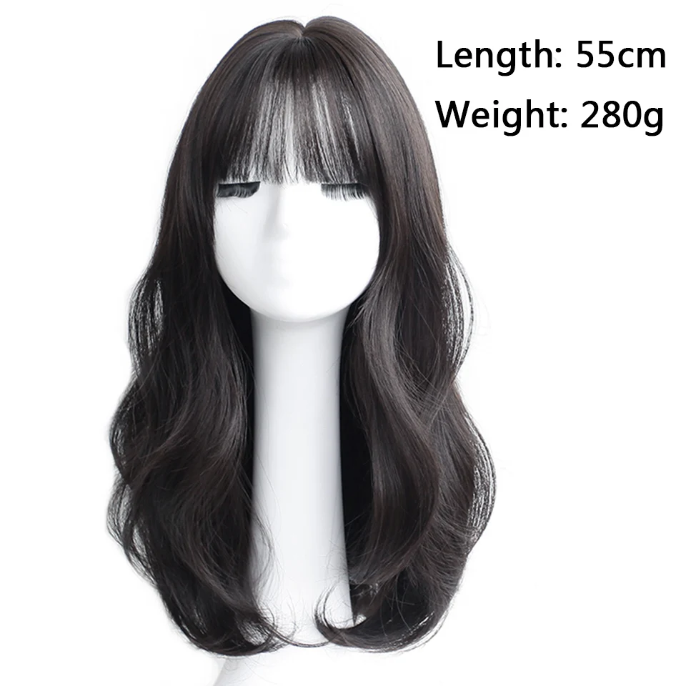 Long Synthetic Curly Wigs Natural Curly Dark Brown Wigs for Women Cosplay Wigs