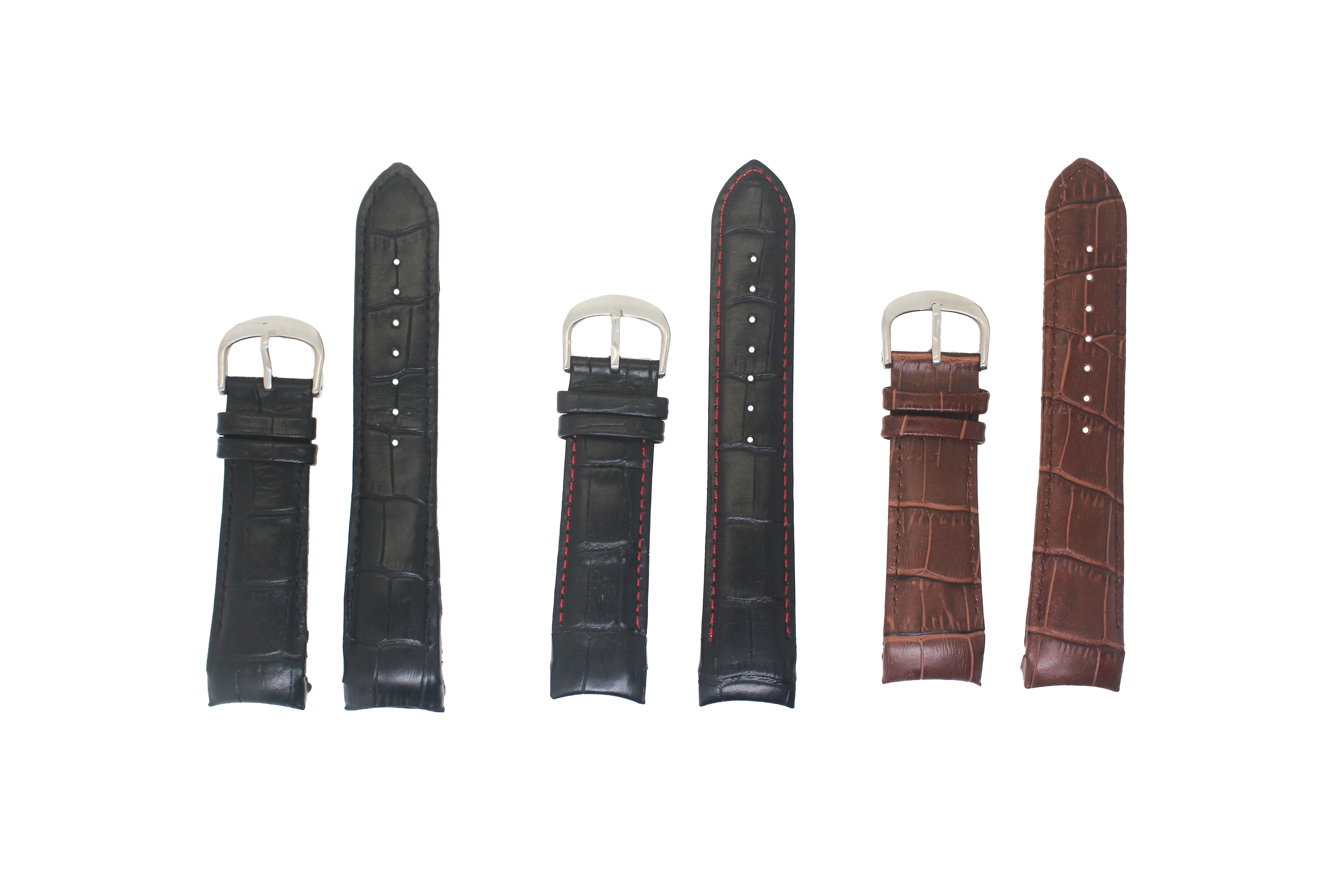 Luxurious custom made classic brand  watch band head Slub genuine leather watch strap