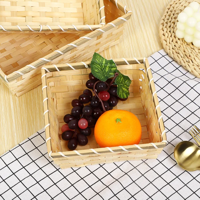 Snack Basket Handmade Dried Fruit Bread Storage Bamboo Chip Woven Christmas Gift Basket