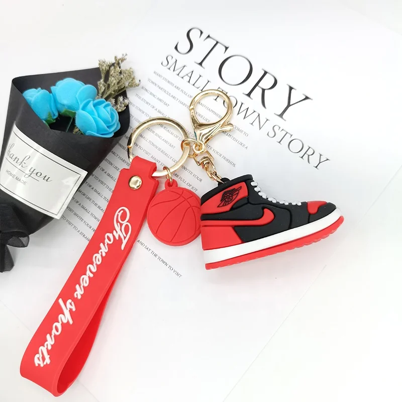 3D Custom High Quality Pvc Key Ring Silicone Aj Shoes Keychain Couple Models Cartoon Red Black Nike Sneaker Keychain
