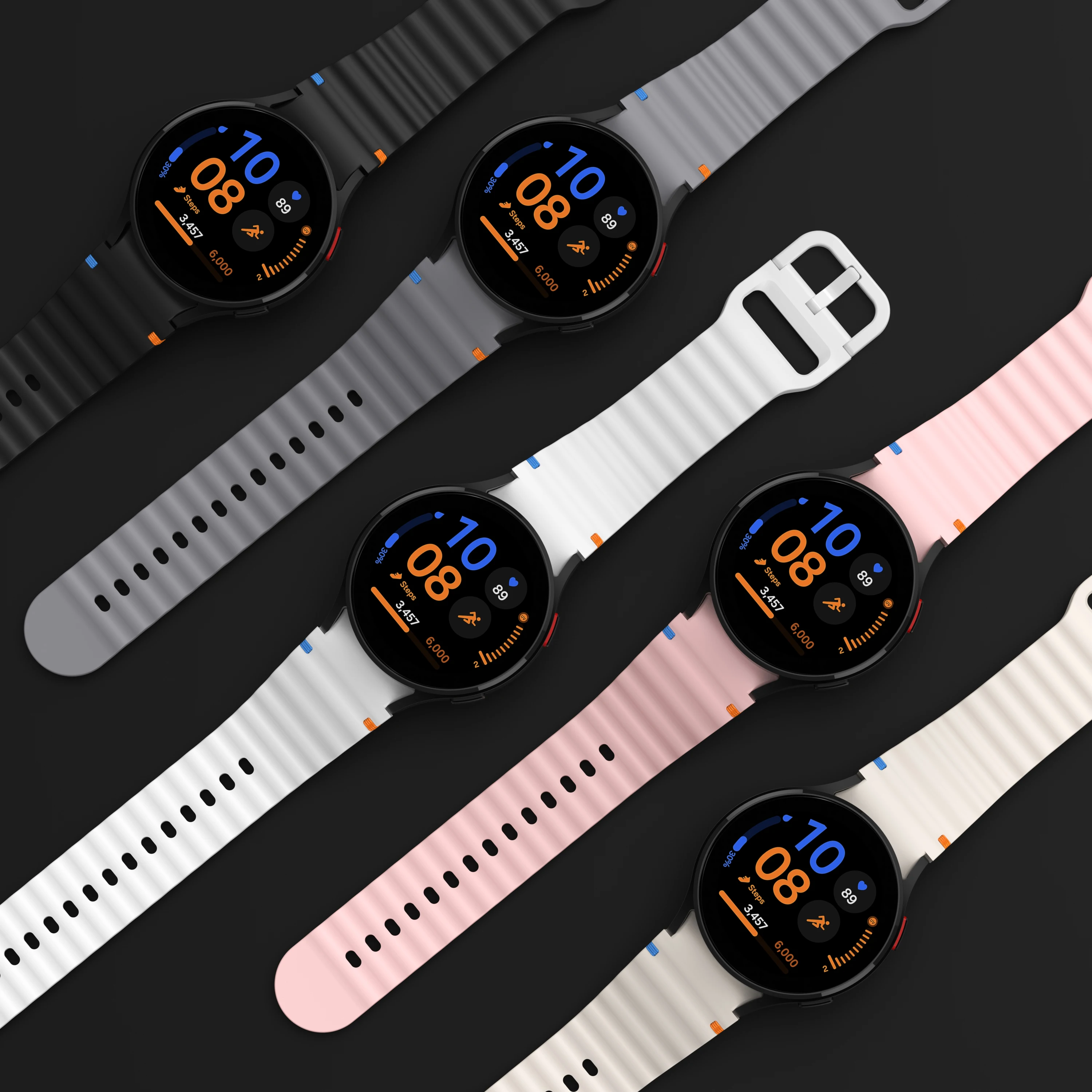 Eraysun New Arrival Wave Pattern Sewing Silicone Watch Strap For Samsung Galaxy  Watch 7 Universal Strap
