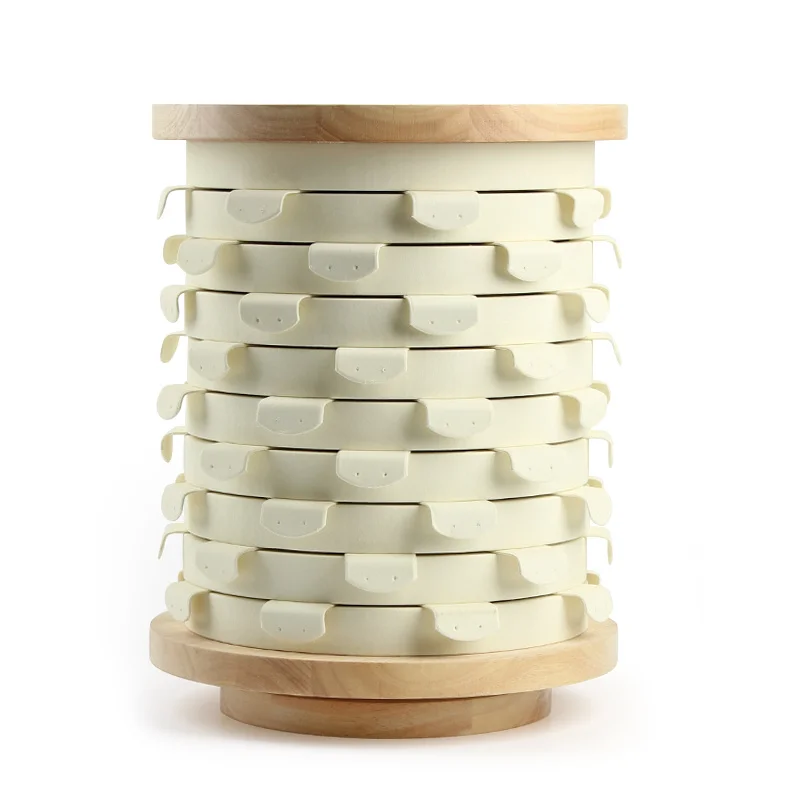 Rotating Countertop Beige Earrings Cabinet Gold And Grey Store Jewelry Acrylic & Gold Displays Showroom Jewelry Display