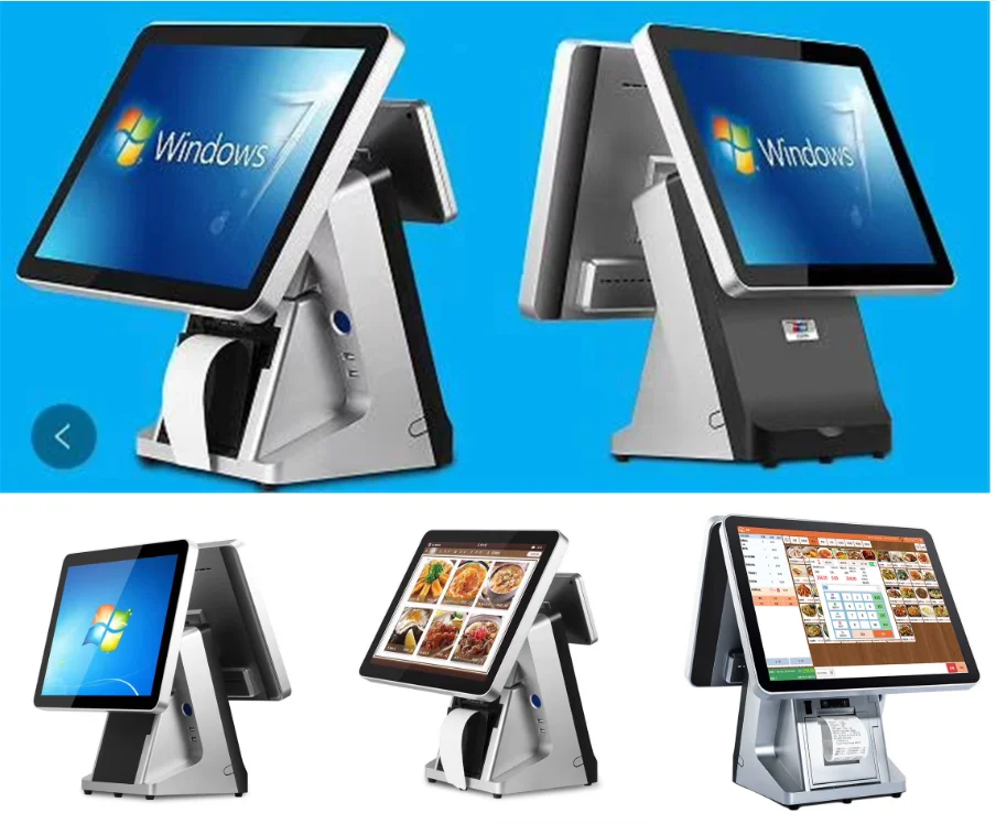  15 дюймов двойные экраны intel core i3 i5 i7 windows 10 Встроенный 80 мм 58 принтер pos
