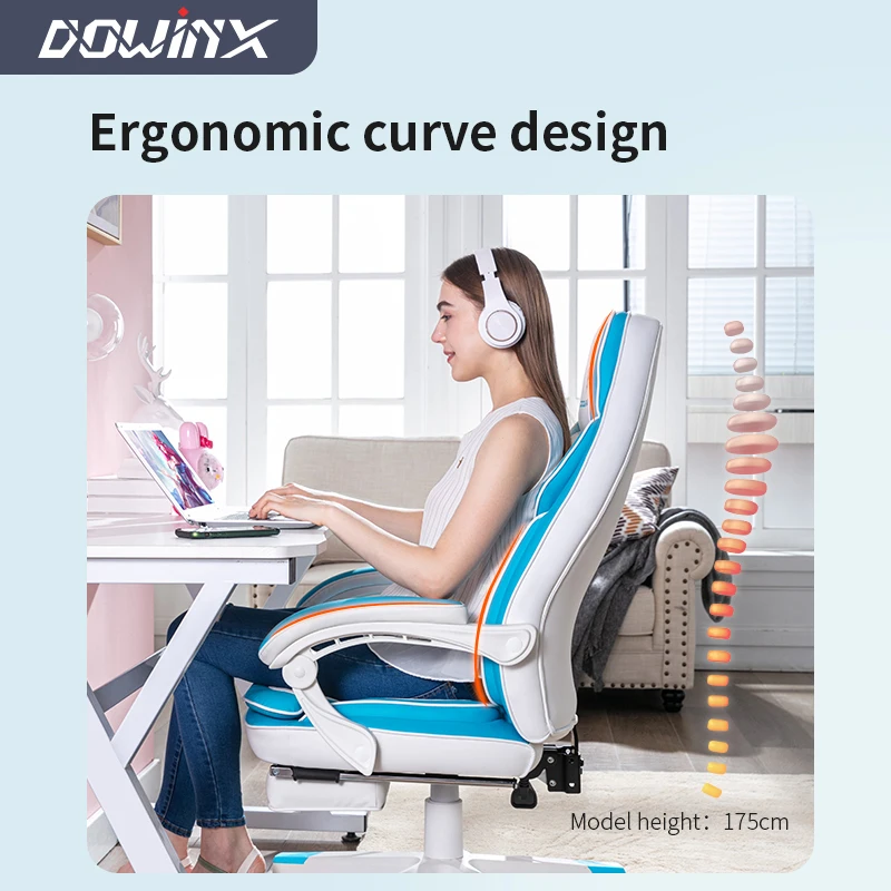 Wide Back Ergonomic Chair Youth Color Matching Gaming Chair with Footrest