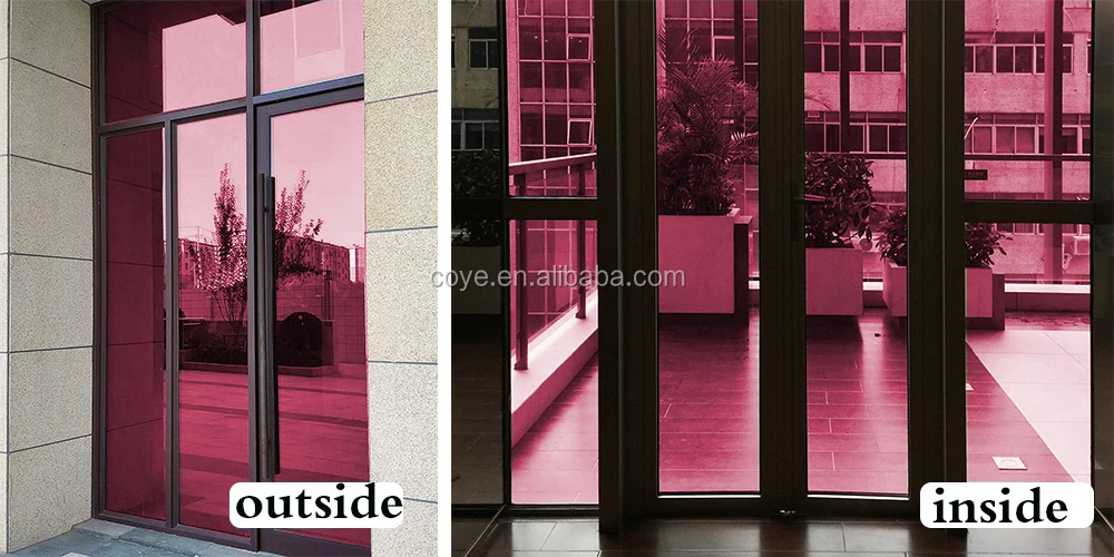 Red Solar Tint Window Film Self Adhesive Privacy Film One Way Mirrored Vinyl Reflective Glass Tint Sun Blocki