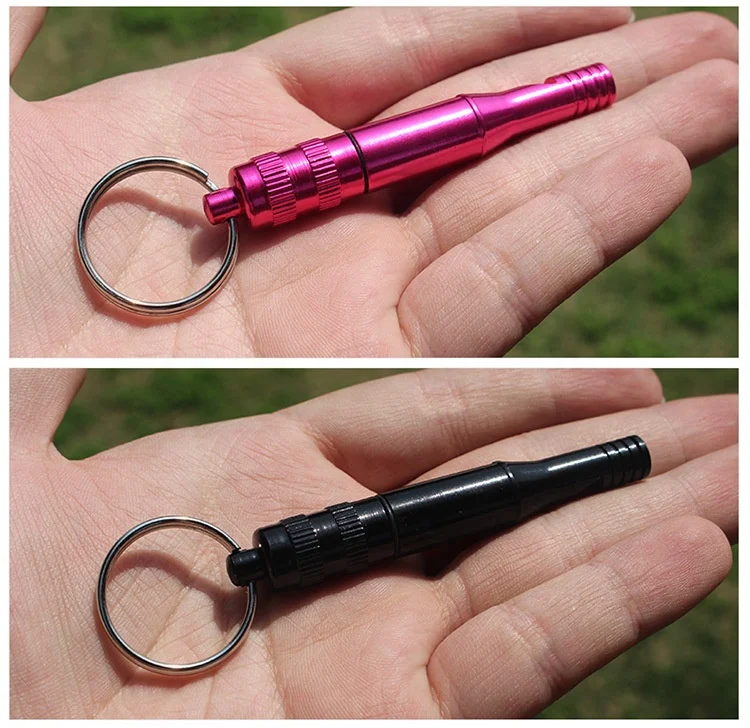 Outdoor Survival Emergency Whistle with Watertight Storage Capsule Waterproof Storage container with Keychain