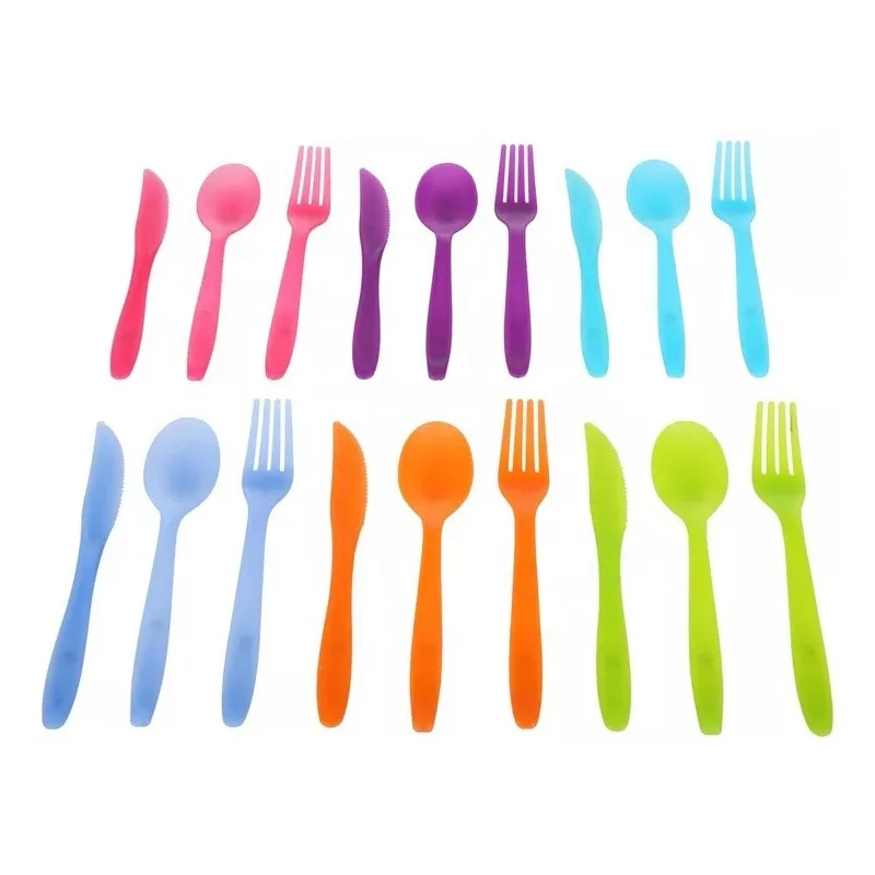 Camping Dinner Set Camping Tableware Set Reusable Plastic Forks Spoons and Knives Tableware Travel Plastic Cutlery Set