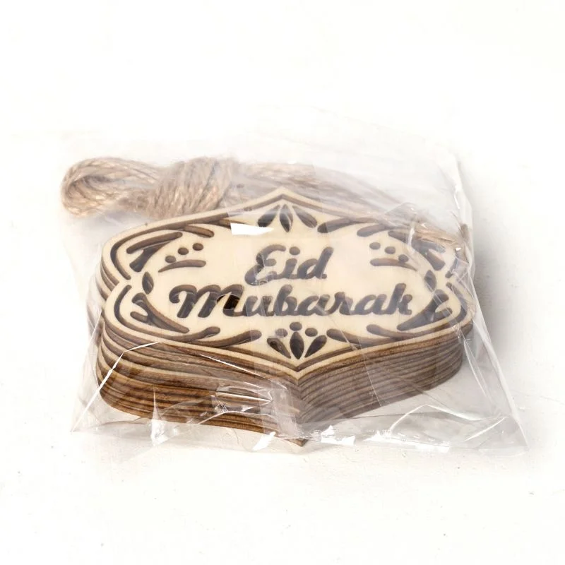 10 шт./компл. DIY Eid Mubarak мусульманское украшение для дома подвеска деревянное ажурное украшение подарки с веревками