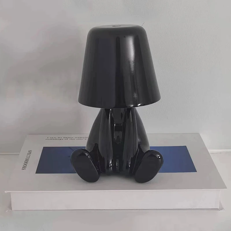 Mini electroplating small black night lamp USB Rechargeable touch Lamp Nightlight black thinker lamp