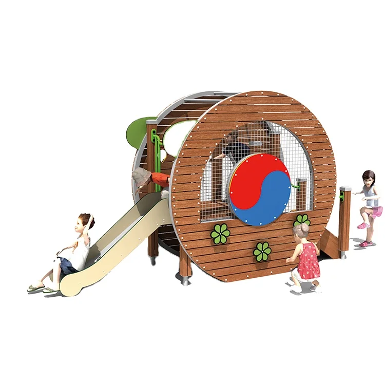 Small Outdoor Garden Playground Swing Set with Plastic Slide for Kids for Residential & Sports Park Backyards