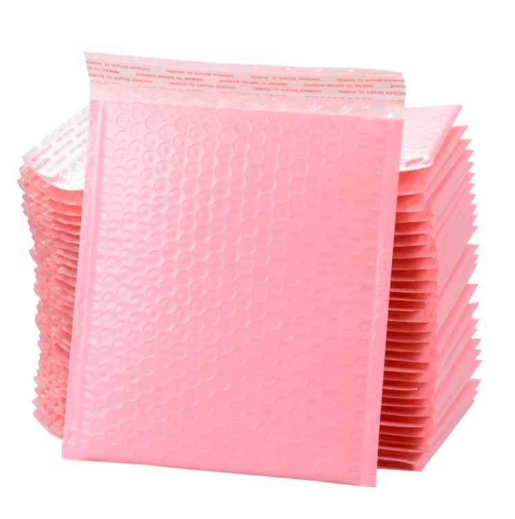Custom printed eco friendly pink poly bubble mailers biodegradable poly mailer bubble bag self sealing