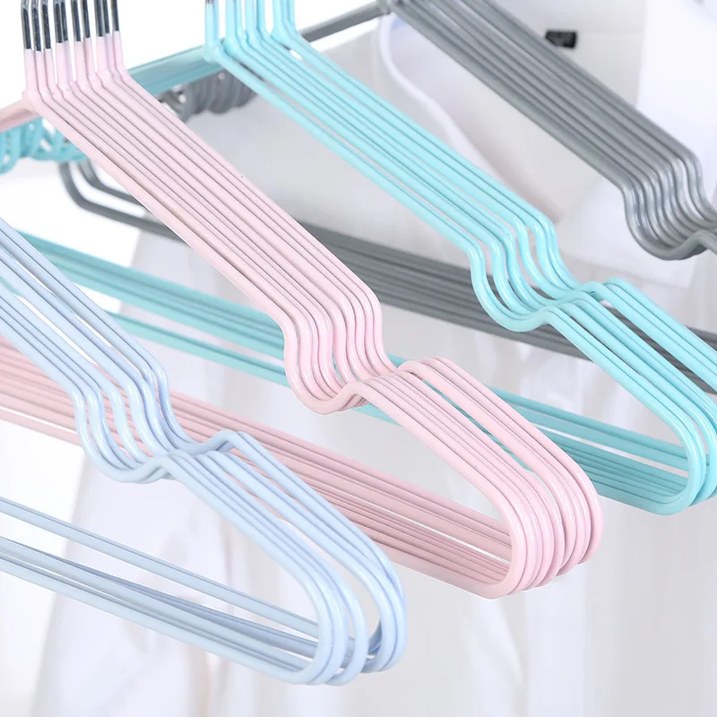 Wholesale plain seamless cheap metal wire hanger non-slip metal clothes hanger