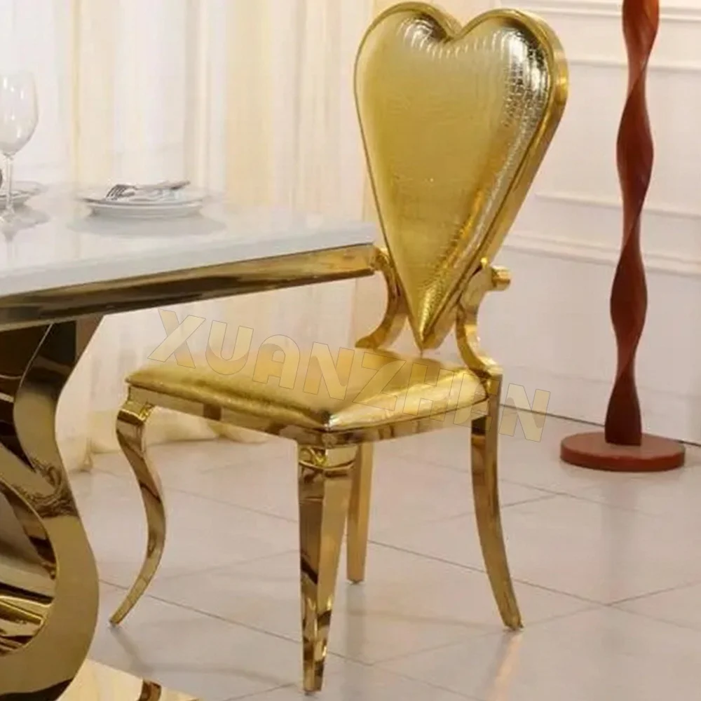 Dining room furniture restaurant living room dinning chairs modern leather dine chair gold heart-shaped dining chairs