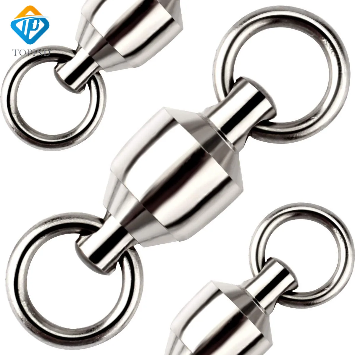 TOPIND Fishing Accessories Stainless Steel Ball Bearing swivel  with split ring