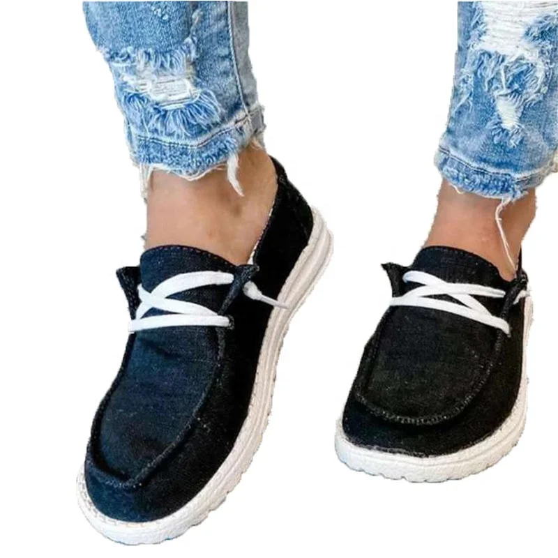 
Wholesale 2021 Hot Seller Ladies Breathable Lace-up Loafer Canvas Fashion Outdoor Casual Shoes 