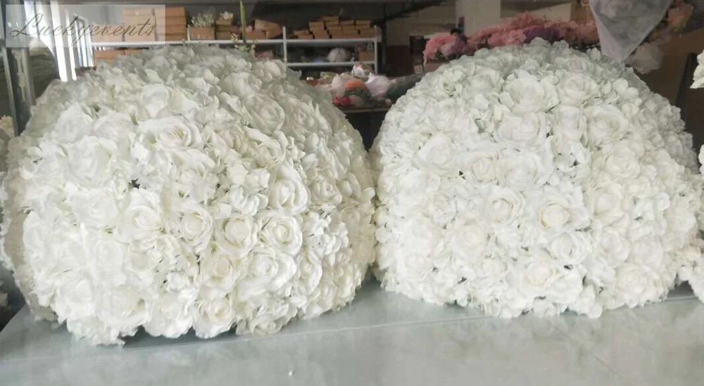
lfb405-white 70cm large customize round wedding artificial rose Flower Balls for wedding table decoration 
