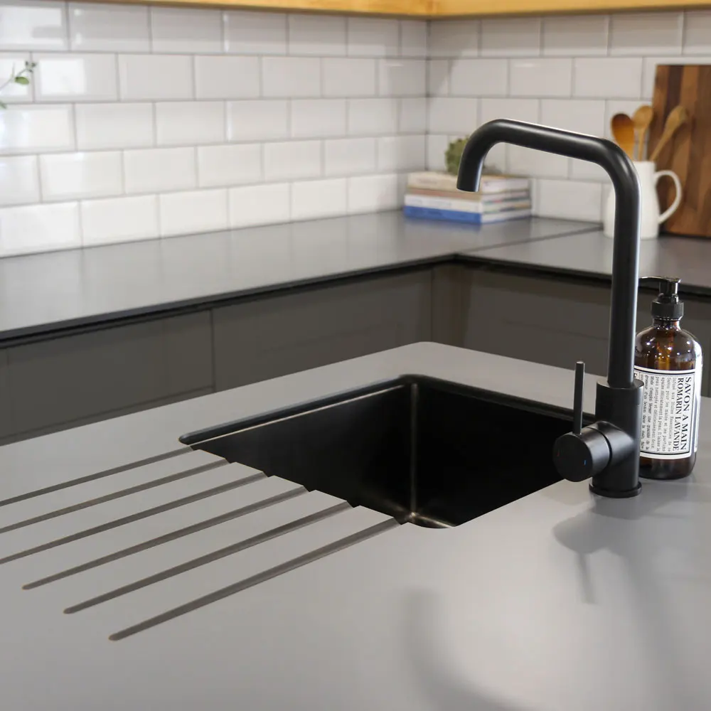 Anti Bacterial Solid Graphite Grey 12mm HPL Compact Laminate Board for Kitchen Island Worktop Countertop