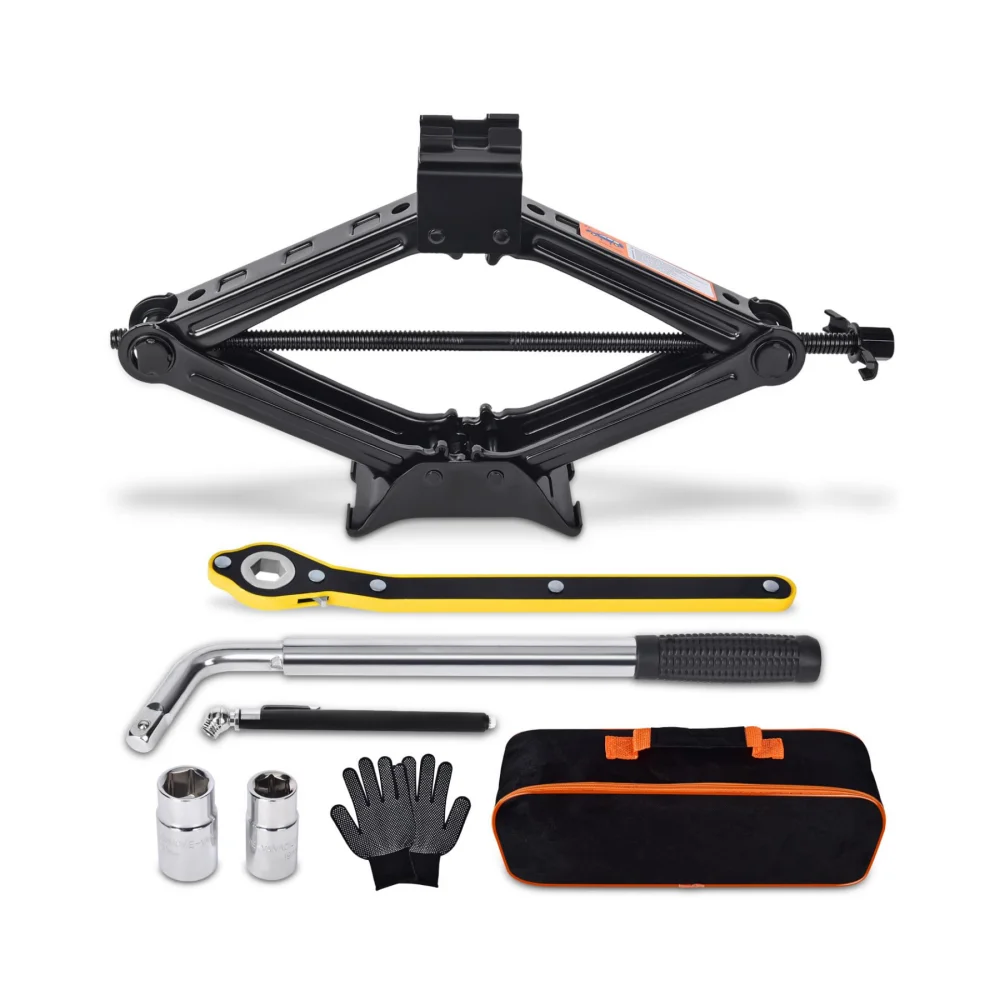 Portable Car Emergency Kit Auto Wheel Wrench Ratchet 2T Car Scissor Jack Tool Kit