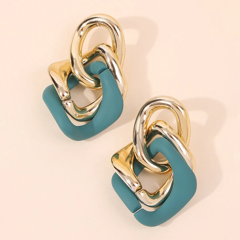 High quality fashion gold plated acrylic hoop earrings jewelry custom chunky chain link earrings for women