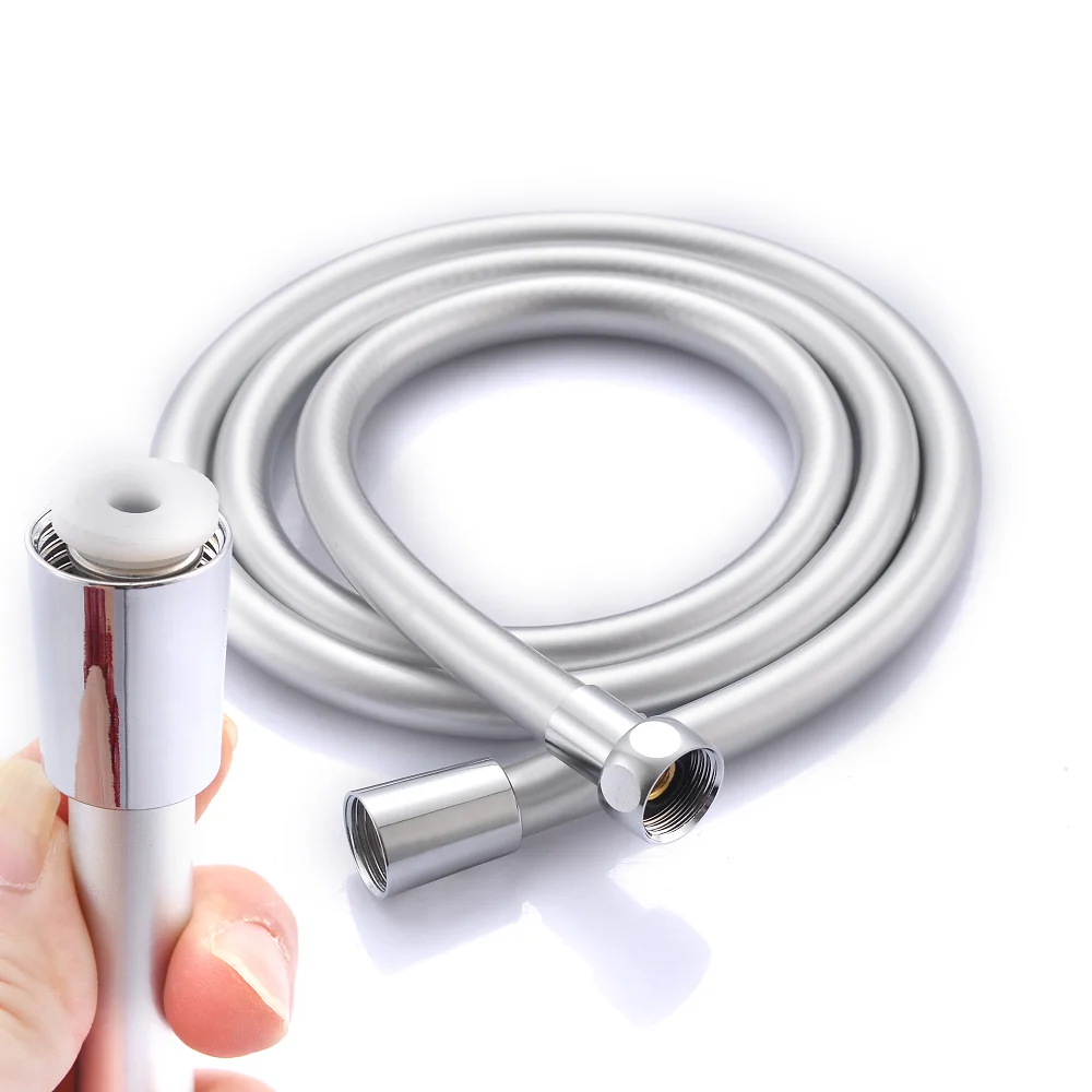 2024 NEW Style Large Bore Shining Silver Shower Hose Finished Hot Water PVC Customized Flexible Shower Hose For Bathroom