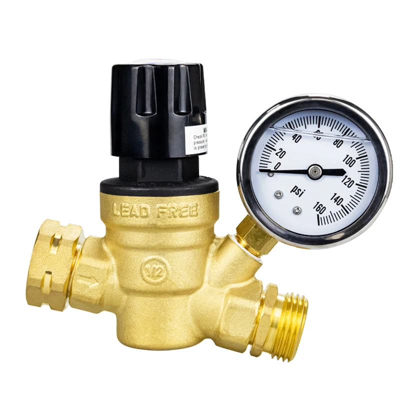 Tmok Lead-free 16Bar DN20 3/4 Inch NH Threaded Brass Pressure Reducing Valve Regulator for Potable Water Camper