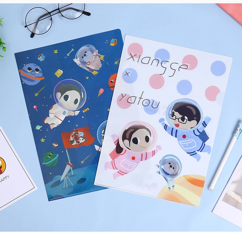 Custom Print A4 Plastic PP Pvc Office Supplies Clear L Shape File  Document Folder