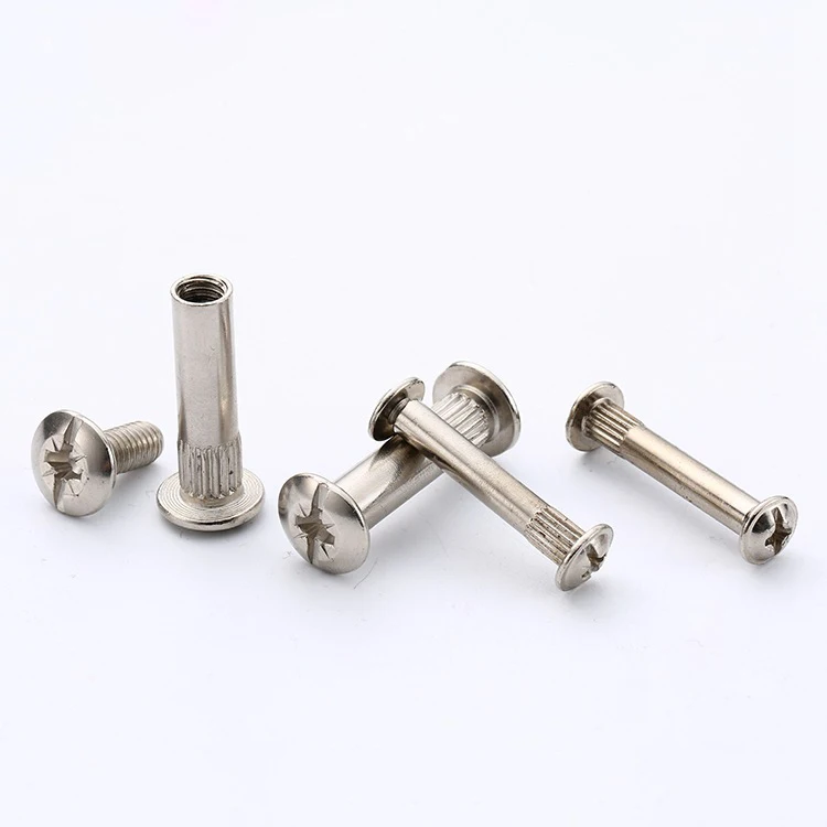 Furniture Connection Large Flat Head Phillips Pair Lock Screw Pair Knock Plate Screw Nut Combination